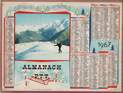 ALMANACH  des  P.T.T  カレンダー　（1967）